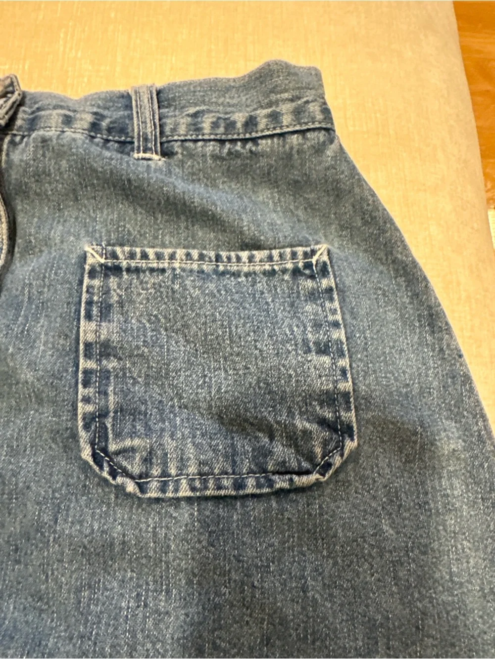 NY Jeans New York & Company Denim Button Front Mini Skirt Sz 4 Blue 100% Cotton